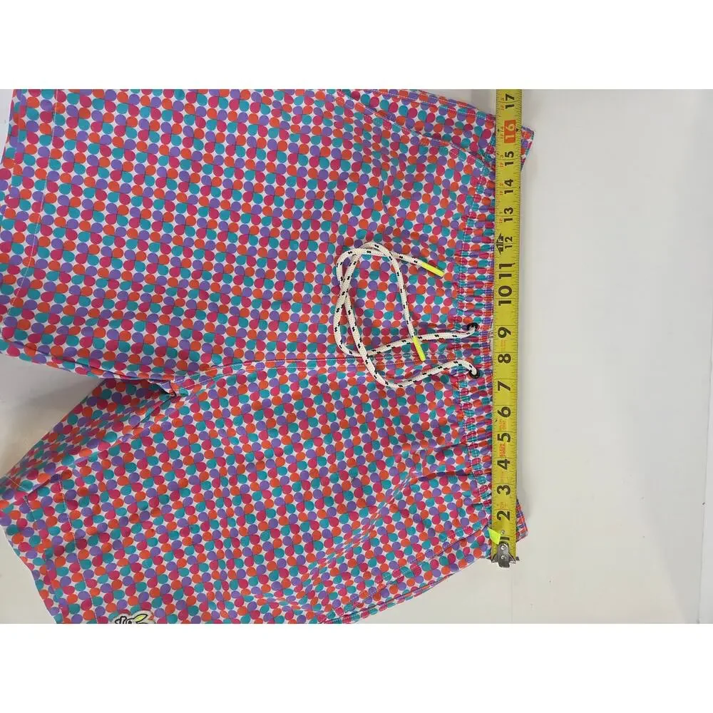 Psycho Bunny men's front-tie swim trunks quick-dry polyester Pink Blue